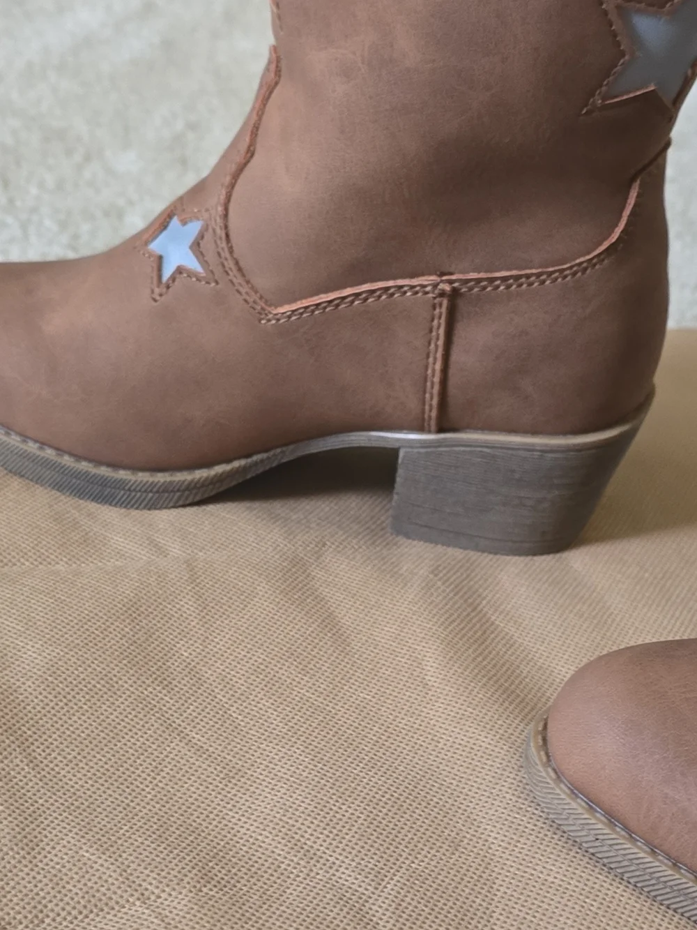 Girls Tan Star Fringe Western Boots